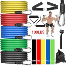17pcs/Set Latex Resistance Bands Set Exercise Yoga Tube Pull Rope Fitness Sport Rubber Elastic Bands Muscle Strength Training