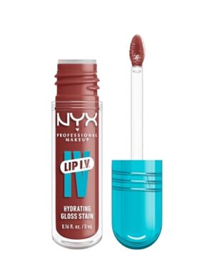 NYX PROFESSIONAL MAKEUP Lip IV Hydrating Glossy Lip Stain, Long-Lasting, Tinted, Vegan Formula with 12 HR Hydration - Hydra Honey (Brown)