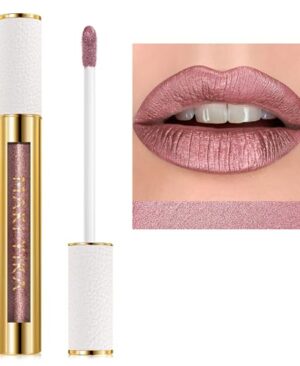 MAKI YIKA Metallic Pink Lipstick for Women Nude Lipsticks for Mother Long Lasting Shine Glitter Lipstick No Smudge No Transfer Liquid Lip Gloss (BR010 Sweet Sugar)