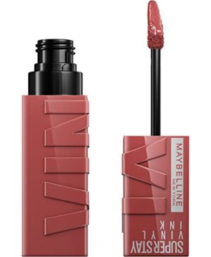 Maybelline Super Stay Vinyl Ink Longwear No-Budge Liquid Lipcolor Makeup, Highly Pigmented Color and Instant Shine, Peppy, Pink Lipstick, 0.14 fl oz, 1 Count