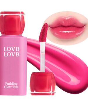 LOVB LOVB Pudding Glow Korean Lip Tint | Natural Lip Stain | Gloss to Stain | Long-Lasting & Non-Sticky | Lightweight Lip Tint | 0.14 oz. (03 CANDY BERRY)