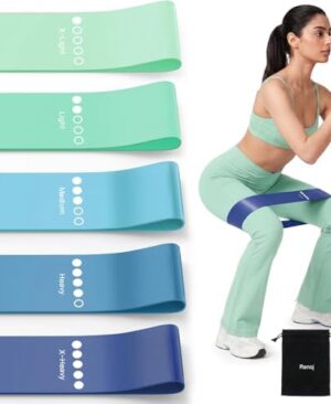 Resistance Bands for Working Out, 5-Pack Elastic Loop Exercise Bands for Strength Training Stretching, Home Gym Equipment for Pilates Yoga Physical Therapy, Leg Glute Arm Workout Kit for Women Men