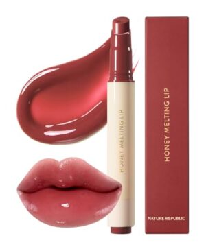 Nature Republic HONEY MELTING LIP (05 PLUM) SOFT LIP STICK, Hydrating Gloss, Moisturizing balms, Sheer tint, Shine & Glowy Finish, korean make up