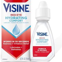 Visine Red Eye Hydrating Comfort Redness Relief and Lubricant Eye Drops to Help Moisturize and Relieve Red Eyes Due to Minor Eye Irritations Fast, Tetrahydrozoline HCl, 0.5 fl. oz