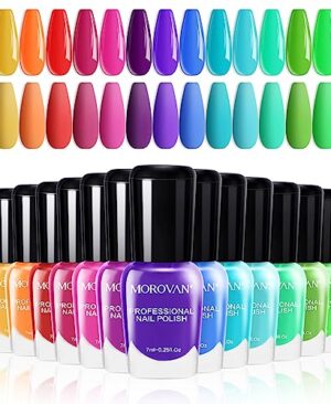 Morovan 15 Bright Color 0.27oz Air Quick Dry Nail Polish Gift Set for Women
