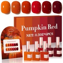 Double Rhythm 6 Pcs 15 ML Gel Polish Set Same Color Same Bottle Soak Off Gel Polish Kit Nail Art Manicure Salon DIY at Home for Women (Dark Light Brown Orange Maroon-T6-6)