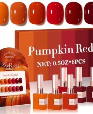 Double Rhythm 6 Pcs 15 ML Gel Polish Set Same Color Same Bottle Soak Off Gel Polish Kit Nail Art Manicure Salon DIY at Home for Women (Dark Light Brown Orange Maroon-T6-6)