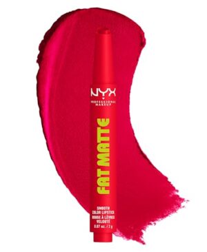 NYX PROFESSIONAL MAKEUP Fat Matte Lipstick, Pigmented, Smoothing, & Non-Drying Lip Crayon, Long Lasting Lip Makeup, Vegan & Cruelty Free - Fuzzy Flame (Red)