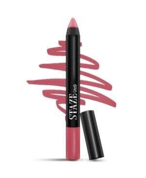 Staze Pout On Lip Crayon Lipstick High Pigment Matte Finish Long-Lasting & Waterproof With Vitamin E & Jojoba Oil Smudgeproof Sharpenable Lip Crayon 08 Dusty Rose 3.5g