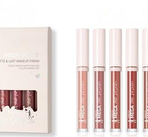 Matte Liquid Lipstick Set 6 Colors Smooth Creamy Velvet Lipstick Long-Lasting Waterproof Smudgeproof Lip Gloss (Matte, Set 01)