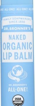 Dr. Bronner's Magic Soaps Organic Naked Unflavored Lip Balm, 0.15 Ounce