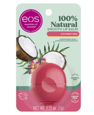 eos 100% Natural Lip Balm - Coconut Milk, All-Day Moisture, Dermatologist Recommended for Sensitive Skin Care, Lip Care Products, 0.25 oz