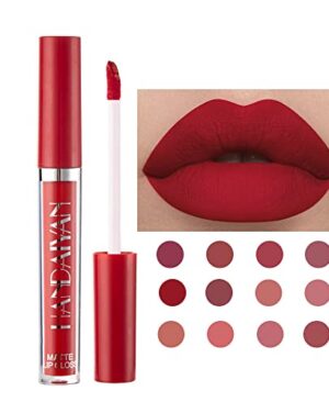HANDAIYAN Long lasting Matte Liquid Lipstick colorful lipstick set Waterproof and Sweatproof Matte Super Long Lasting Velvet Lipstick Rich and Delicate Lipstick Gift Box Set nude red lipstick (12#)