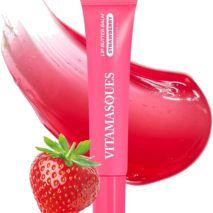Vitamasques Lip Butter Balm Strawberry, Korean Lip Balm - Peptide Lip Treatment - Lip Balm Hydrating - Light Tinted Lip balm - Made in Korea - 0.33 fl.oz