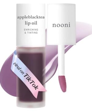 NOONI Korean Lip Oil - Appleblacktea | Long-Lasting, Moisturizing, Plumping, Revitalizing for Dry Lips, Waterproof, No Peel Off, Hydrating Lip Stain, Stocking Stuffers, Teen Girl Gifts, 0.12 FL Oz