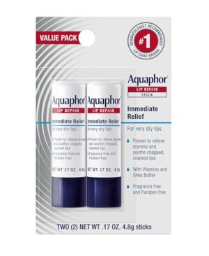 Aquaphor Lip Repair Stick, Moisturizing Lip Balm Pack, Relieves Dryness, 0.17 Oz Stick, Pack of 2