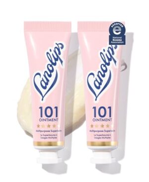 Lanolips 101 Multipurpose Ointment Duo - Lanolin Lip Balm & Healing Ointment for Skin Barrier Repair - Moisturizer for Dry Lips, Cuticles & Elbows - Original Superbalm (2-Pack, 0.52 oz each)