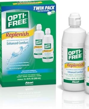 Opti-Free Replenish Multi-Purpose Contact Lens Cleaning and Disinfecting Solution with Lens Case, 10 FL OZ (Pack of 2)