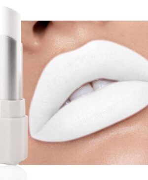 White Cream Matte Lipstick Stick for Women - Smooth Crayon Lips & Face Paint Stick, Natural Pigmented White Lip Color for Halloween Birthday Party Makeup, Lápiz labial mate blanco crema, 02
