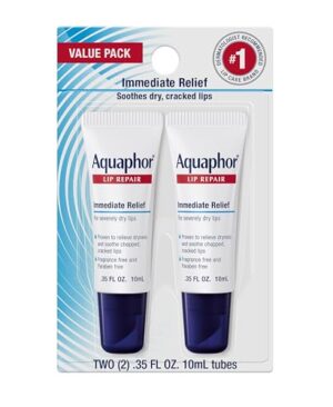 Aquaphor Lip Repair Ointment, Moisturizing Lip Balm Pack, Relieves Dryness, 0.35 Tube, Pack of 2