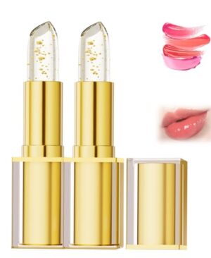 True Tone PH Adjusting Lipstick, Transferproof Color Changing Lipstick, Color Changing Lipstickes Gold Foil for Women, Moisturizing Glossy Shine Lip Gloss, Coellyo Lipsticks Deep Nourishment (2 PCS)
