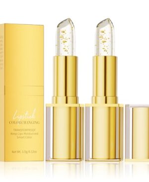 2Pcs True Tone Ph Adjusting Lipstick, Gold Foil Clear Lip Stick That Changes Color, Long Lasting 24 Hours Moisturizing for Women