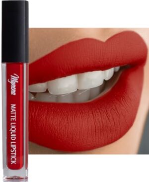 Mynena Bright Reddish-OrangeMatte Liquid Lipstick | Long-Lasting, Waterproof, No Smudge, No Transfer Lip Color | All-Day Wear for Long Days | Lightweight Comfortable Non-Drying – Bold Vibrant | Glory