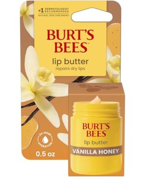 Burt's Bees Vanilla Honey Lip Butter, Repairs Dry Lips, 24 Hour Hydration, Locks in Moisture, Includes Shea and Mango Butters, Antioxidant Rich Vitamin E, Convenient Twist Up Dispenser, 0.5 Oz.