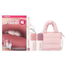 COLORGRAM NUDE BLUR TINT LIP TRIO KIT 01 COOL KIT | K-Beauty Makeup | Soft Matte Lip Stain | Powdery Finish | 2-in-1 Lip & Cheek | Lightweight & Buildable