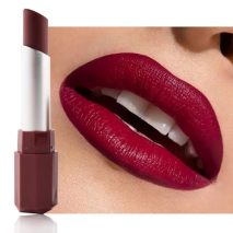 Wine Red Cream Matte Lipstick Stick 03#, Longwear Full Coverage Velvet Lip Color, Waterproof Multi-Use Lip & Cheek Makeup for Party & Halloween, Lápiz labial mate color vino para mujer