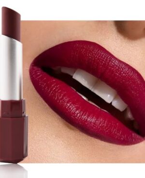 Wine Red Cream Matte Lipstick Stick 03#, Longwear Full Coverage Velvet Lip Color, Waterproof Multi-Use Lip & Cheek Makeup for Party & Halloween, Lápiz labial mate color vino para mujer