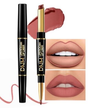 Kaely 2-in-1 Chestnut Antique Rose Lip Liner & Lipstick Set Kit for Women, Matte Lips Kit with Lip Liner Lip Stains Long Lasting Waterproof 24 Hour Lipstick and Lip Liners Combo Lipliners Pencil 04