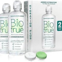 Biotrue Hydration Plus Contact Lens Solution with Lens Case, Multi-Purpose Solution for Soft Lenses, Hydrates with Hyaluronan, Cleans, Clears, and Disinfects for All-Day Comfort, 10 Fl Oz (Pack of 2)