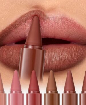 6 Pcs Gradient Lip Liner and Lipstick Combo Set - 2-in-1 Ombre Lipstick & Brown Lip Liner Duo - Waterproof, Long-Lasting, Matte Finish - Smudge-Proof, Full Coverage Lip Kit for Fuller & Plumper Lips