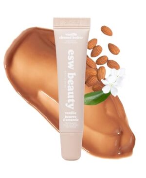 ESW Beauty Vanilla Almond Butter Lip Treatment - Light Caramel Brown Tint with Shea Butter, Vitamin E, Vanilla & Almond for Enhanced Protection & Skin Barrier Support