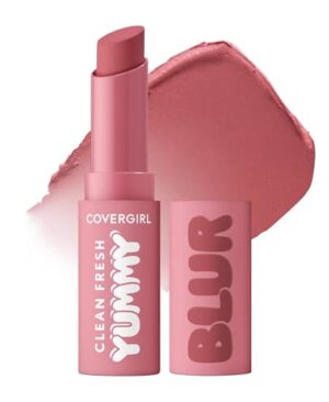 COVERGIRL Clean Fresh Yummy Blur Lipstick, Blurring Effect, Matte Lip Color, Fresh Pear Flavored, Vegan Formula - 140 Into the Blur (Mauvy Pink)