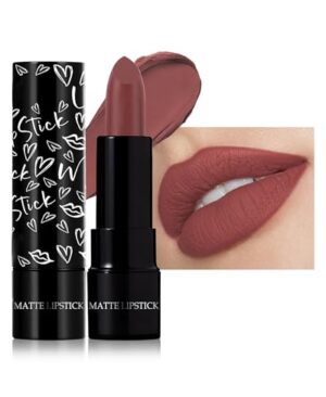 Chocolate Matte Lipstick, Silky Velvet Waterproof Long Lasting Lip Stick, Cream Smooth High Pigmented Lip Tint, Smudge Proof Non-Stick Cup Lip Stain, Mother's Day Professional Makeup Gift for Women-05