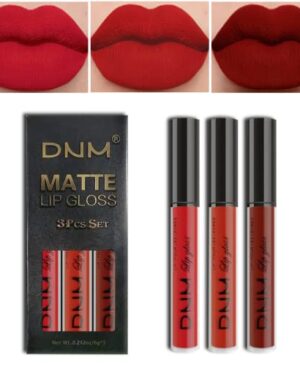 AMY'S DIARY 3Pcs Bright Red Matte Liquid Lipstick Sets, Lip Stain Long Lasting 24 Waterproof Lip Gloss Gift Set Matt Makeup for Women Lippies (05)