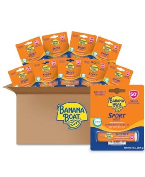 Banana Boat Sport Ultra Sunscreen Lip Balm, Broad Spectrum SPF 50+ , 0.15 Ounce , 10 Count (Pack of 1)