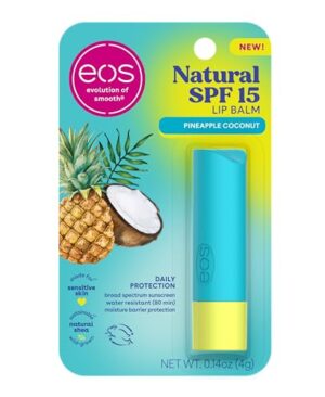 eos Natural SPF 15 Lip Balm- Pineapple Coconut, Water Resistant Daily Sun Protection & Lip Sunblock, 0.14 oz
