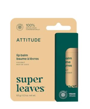 ATTITUDE Lip Balm, Natural Origin, Nourishes & Protects, Shea Butter, Coconut & Castor Oils, EWG Verified, For Dry Lips, Men and Women, Vegan, Coconut, 0.3 Oz