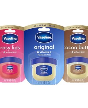 Vaseline Lip Therapy Variety 3-Pack – Original, Rosy Lips, Cocoa Butter Lip Balm Moisturizers in Mini Jars, 0.25 Oz Ea