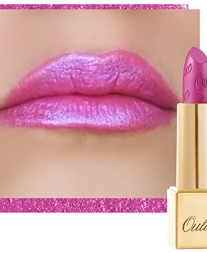 Oulac Pink Lipstick for Women with Metallic 3D Shine Lightweight Hydrating Formula, High Impact Lip Color, Full Coverage Lip Makeup, Christmas Gifts for Women, Velocity(15)