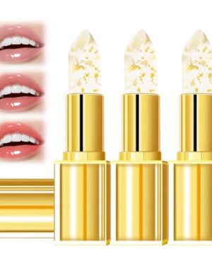3Pcs Transferproof Color Changing Lipstick,Gold Crystal Ph Color-Changing Lipstick 24 Hours Long Lasting & Moisturizing Lip Gloss,Colors Changings Lipsticks For Older Women