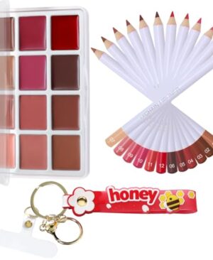 O'CHAIN 12 Colors Matte Lipstick Palette with 12 Lip Liners, All-in-One Professional Lip Makeup Kit, Long-Lasting Waterproof Velvet Lipstick Set, Complete Lip Liner & Lipstick Collection for Women ﻿