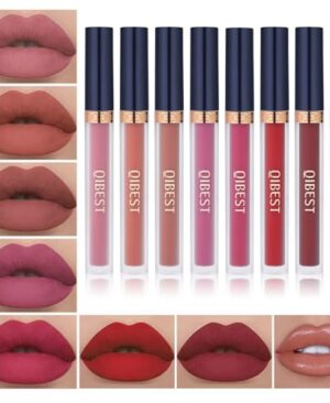 QiBest 7Pcs Matte Liquid Lipstick + 1Pcs Lip Plumper Makeup Set Kit, Pigmented Long Lasting Lip Gloss Set, Velvet Waterproof Halloween Lip Makeup Valentine's Day Gift Sets for Girls and Women