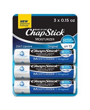 ChapStick Moisturizer Original Lip Balm Tubes, SPF 15 and Skin Protectant - 0.15 Oz (Pack of 3)