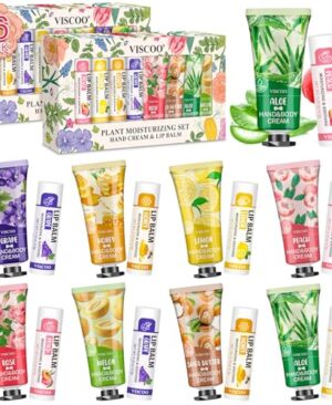 VISCOO 16 Pack Bulk Lip Balm and Hand Cream Set, Teacher Appreciation Gifts /Graduation Gifts, Nurses Week Gift, Thank You Bridal Wedding Favors for Guests, Small Gift for Women Birthday