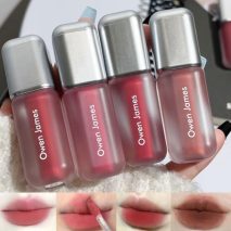 Baorder 4 Colors Matte Liquid Lipstick Set,Velvet Smooth Korean Lip Gloss,Waterproof Non-Stick Cup Long Lasting Lip Clay,Matte Nude Lip Stain Makeup Gift Kit for Women