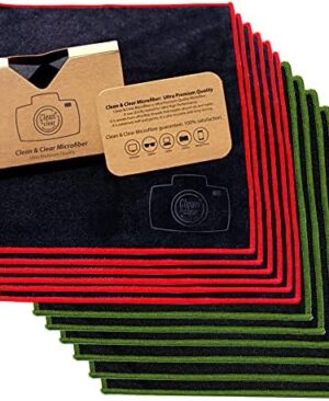 Clean & Clear Microfiber Cleaning Cloth, Extra Large [12 Pack] Ultra Premium Microfiber Cleaning Cloth - Microfiber Cloth for Camera Lens, Glasses, Screens, and All Lens.